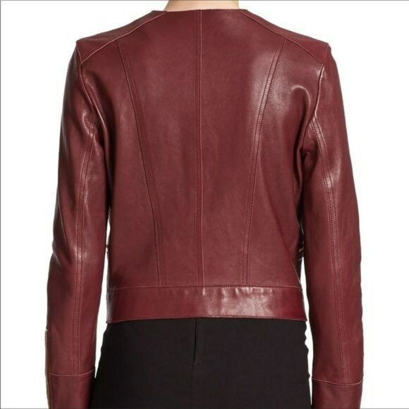 IRO Leather Broome Cropped MOTO Jacket Womens 10 - Like New - Picture 3 of 15